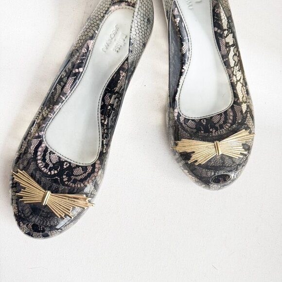 Melissa X Jason Wu Lace Motif Peep Toe Flats 10 - Picture 2 of 8